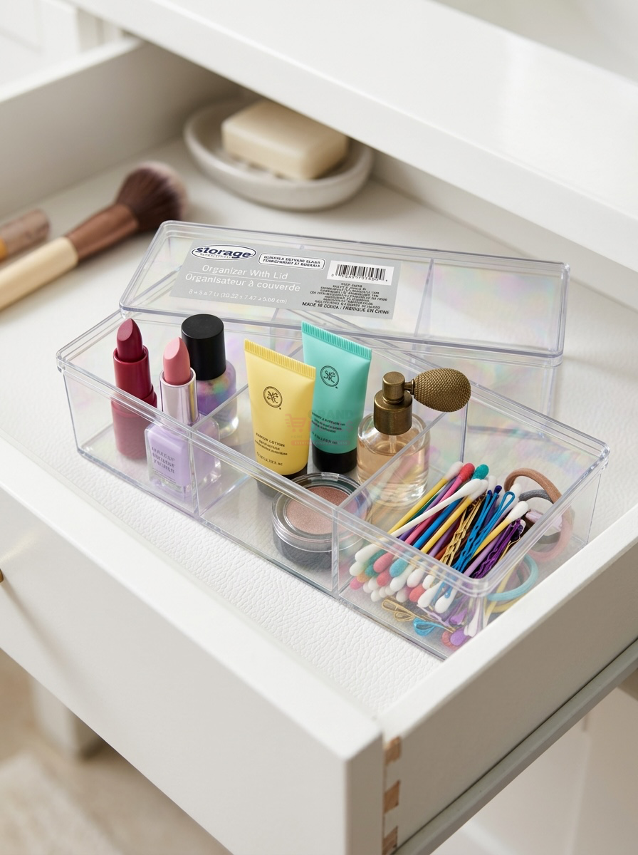 3-Compartment Acrylic Organizer with Lid