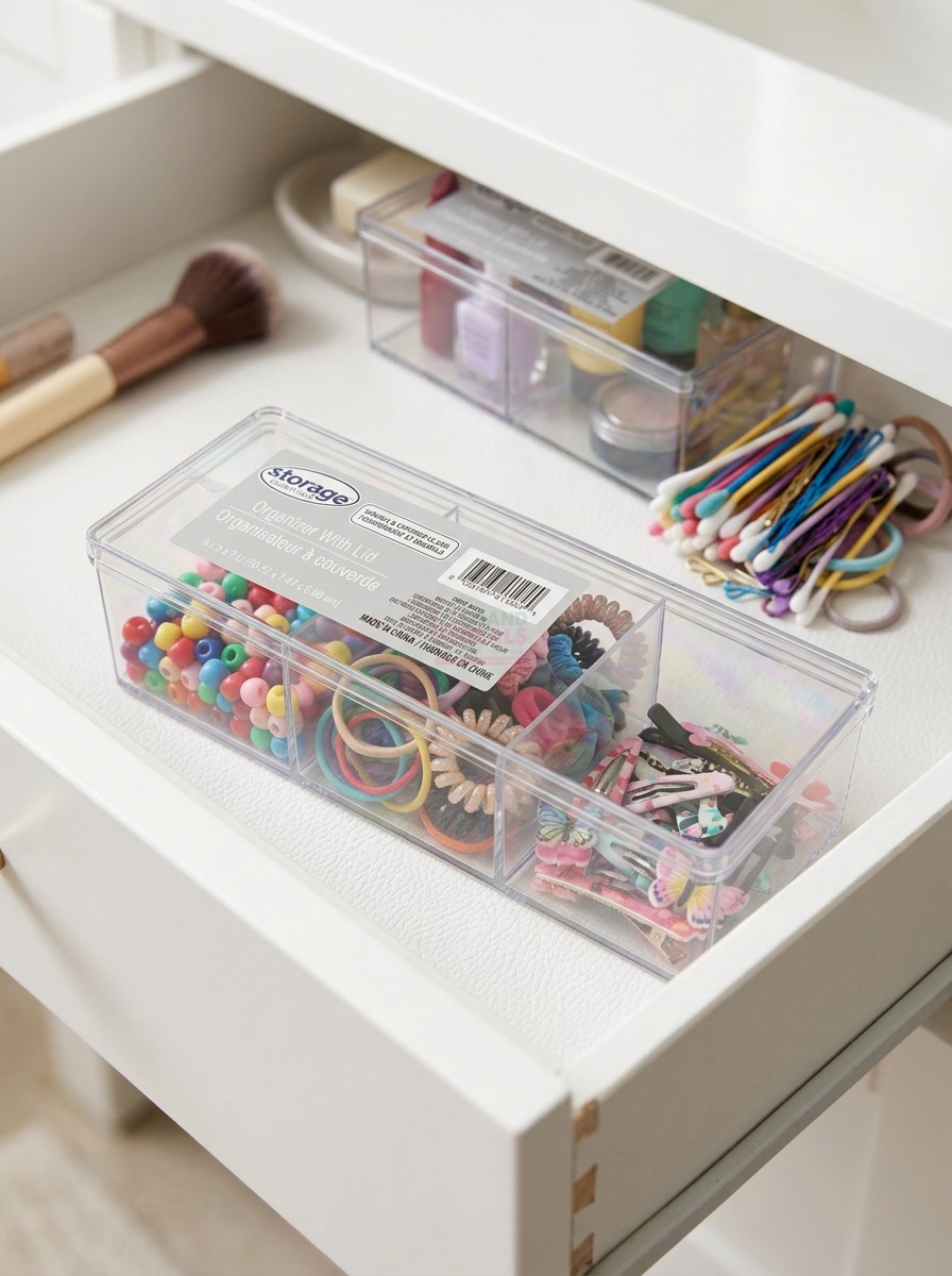 3-Compartment Acrylic Organizer with Lid