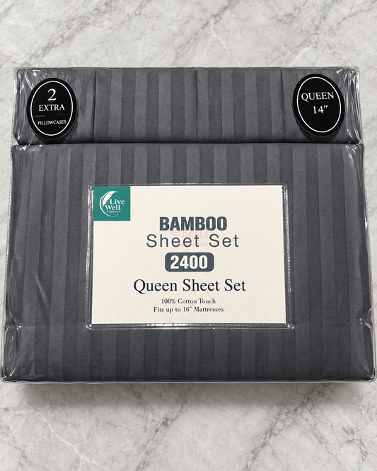 Live Well Bamboo Sheet Set 2400 Queen charcoal