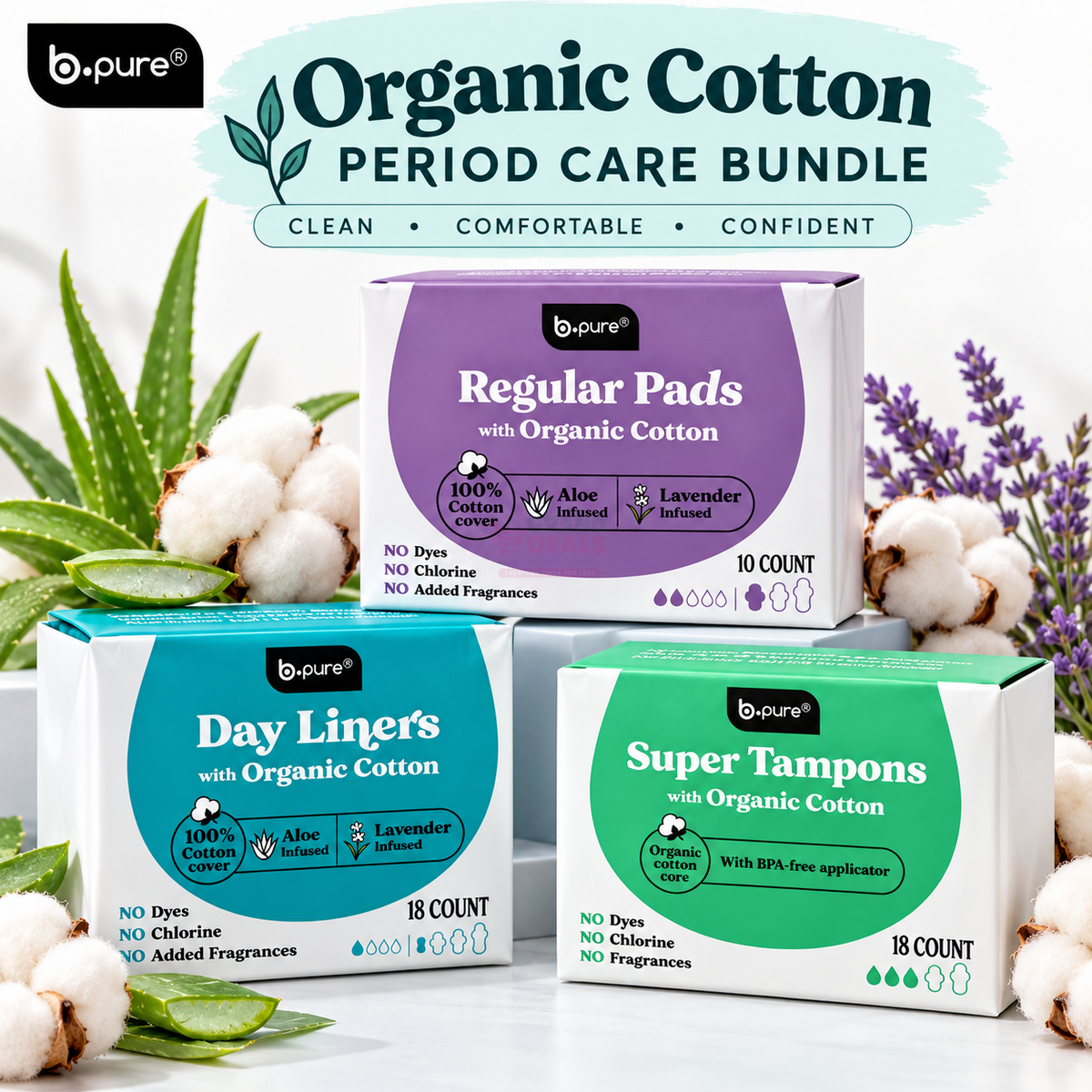 b.pure Organic Cotton Period Care Stock-Up Bundle