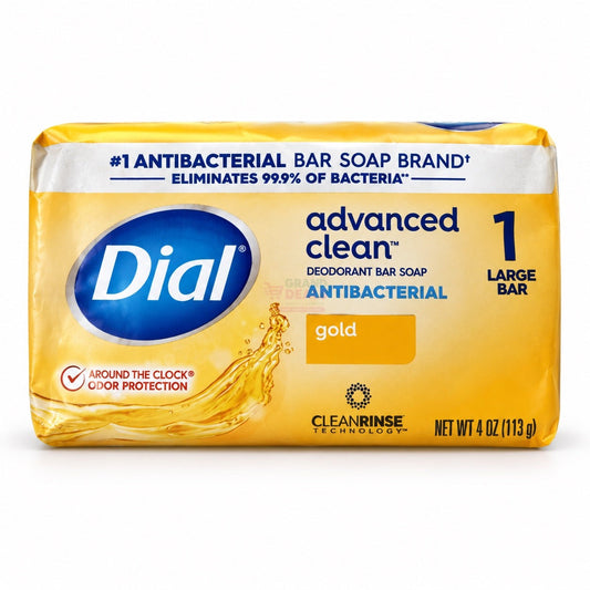 Dial Advanced Clean Antibacterial Deodorant Bar Soap – Gold – 4 oz / 113 g