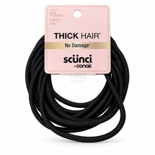 Scünci Thick Hair No Damage Elastics – Black – 10 Pieces