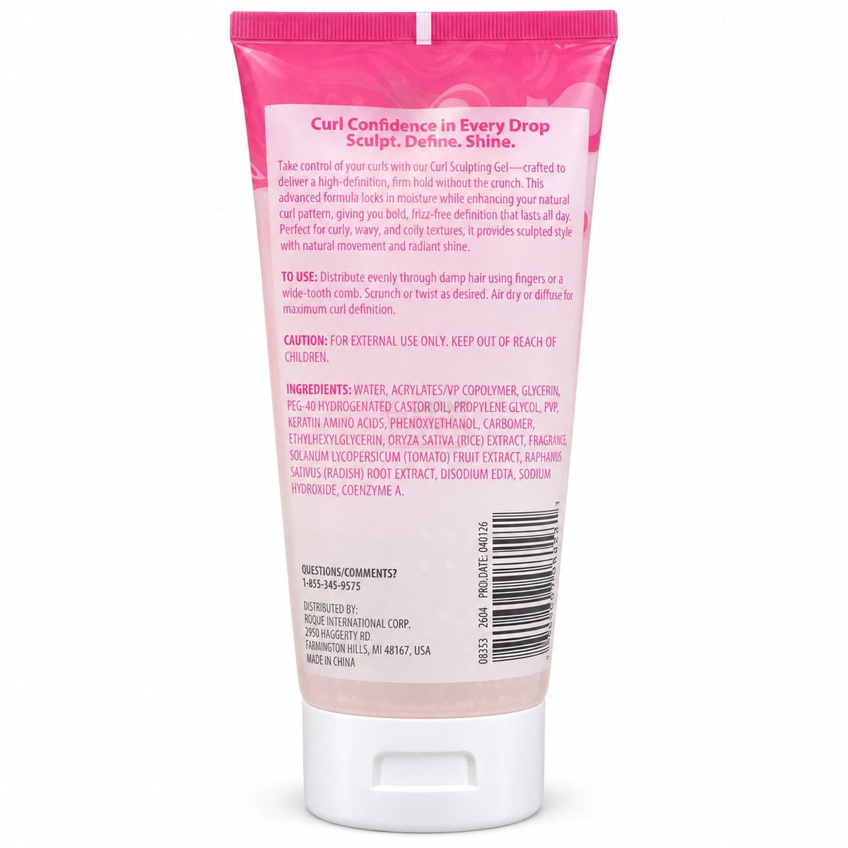 Curl Sculpting Gel directions and ingredients