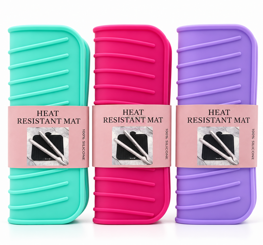 100% silicone heat resistant mat in mint, pink and purple