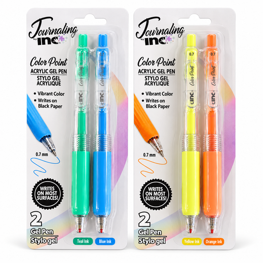 Color Point acrylic gel pen 2-pack options: Teal & Blue and Yellow & Orange