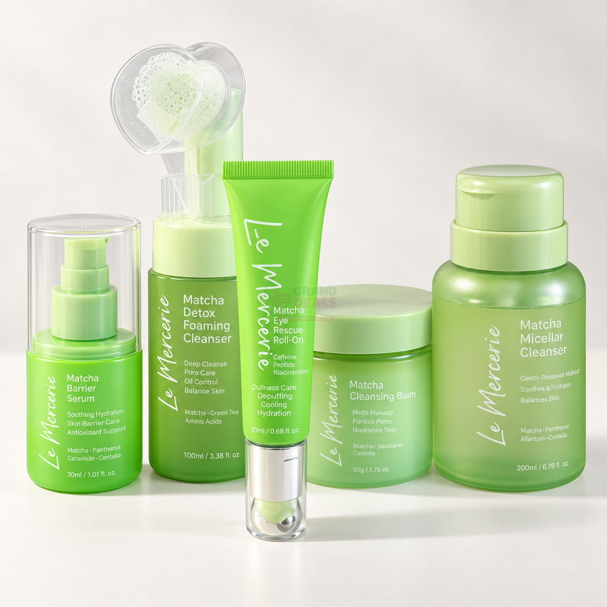 Le Mercerie Matcha skincare lineup
