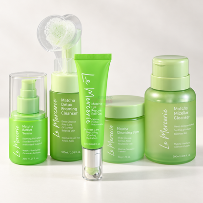 Le Mercerie Matcha skincare lineup