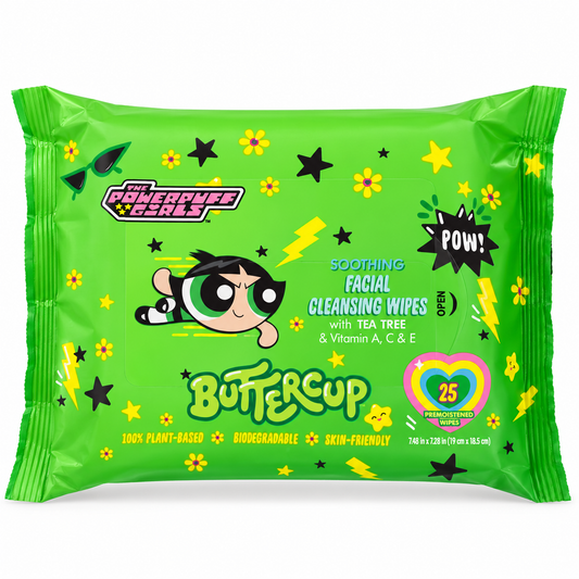 The Powerpuff Girls Buttercup Soothing Facial Cleansing Wipes 25 count